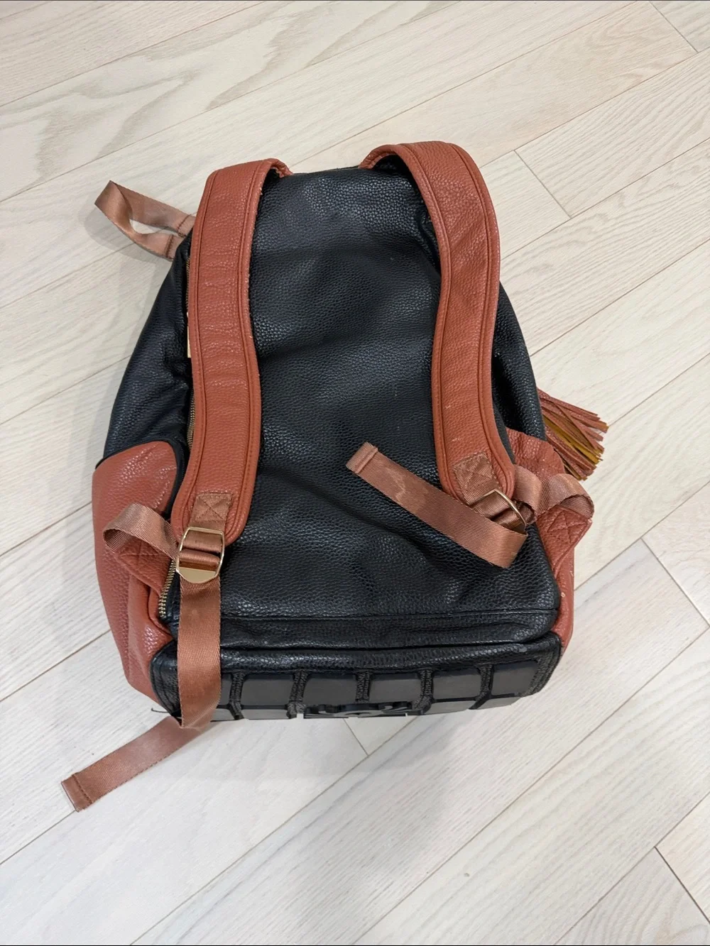 Itzy Ritzy Black, White & Brown Herringbone Diaper Backpack